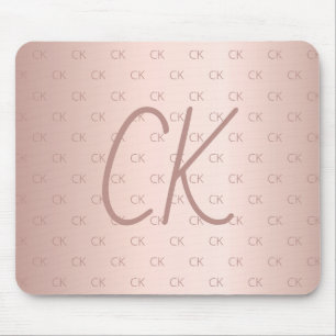 Rose gold monogram initials pink elegant mouse pad