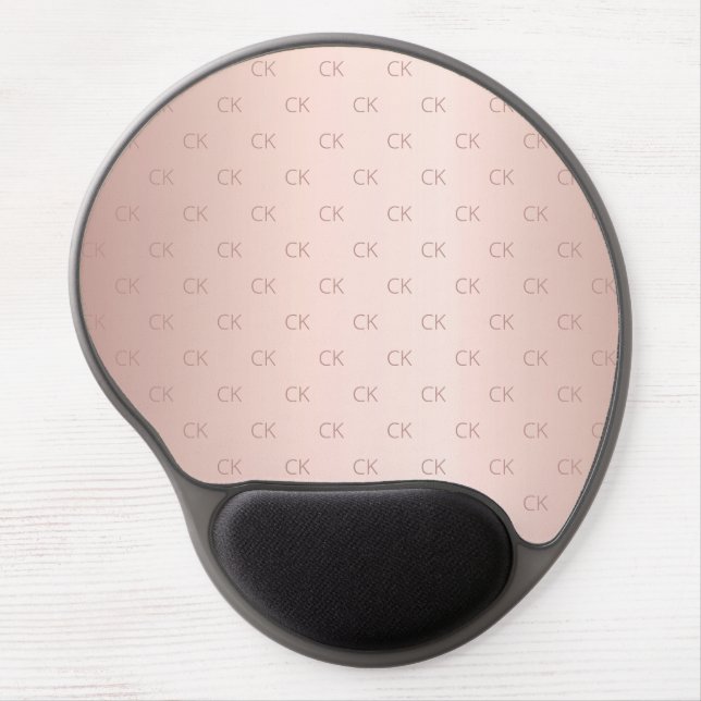 Rose gold monogram initials pink minimalist gel mouse pad (Front)