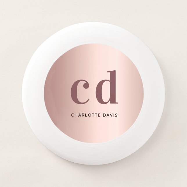 Rose gold monogram initials Wham-O frisbee (Front)