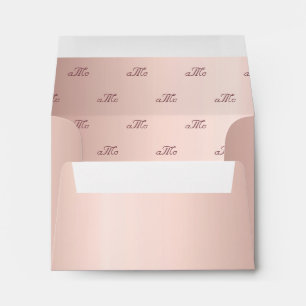 Rose gold monogram luxurious wedding envelope