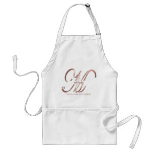 Rose Gold Monogram M with Name and Your Text Adult Apron