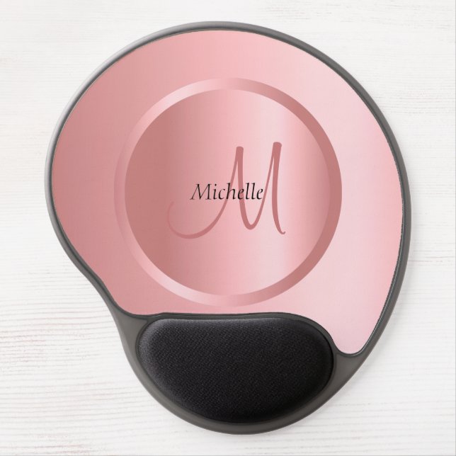 Rose Gold Monogram Modern Elegant Template Gel Mouse Pad (Front)