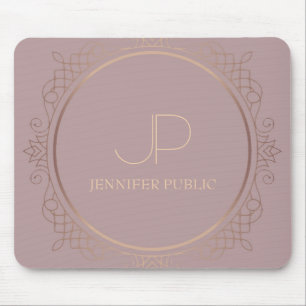 Rose Gold Monogram Modern Elegant Template Mouse Pad