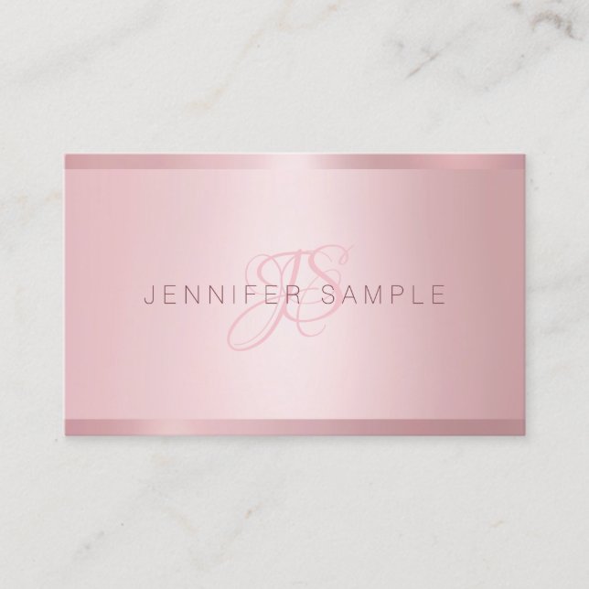 Rose Gold Monogram Modern Simple Template Business Card (Front)