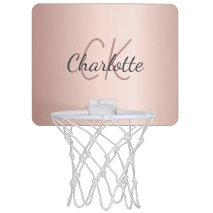 Rose gold monogram name mini basketball hoop
