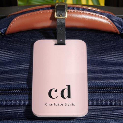 Rose gold monogram name modern luggage tag