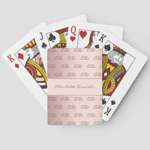 Rose gold monogram pattern initials name poker cards