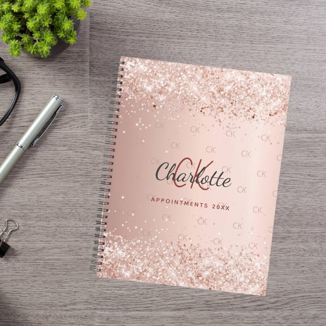 Rose gold monogram pink script 2026 planner (Creator Uploaded)