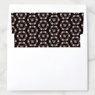Rose Gold Monogram Poker Chip Casino Wedding Envelope Liner