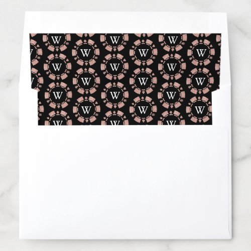 Rose Gold Monogram Poker Chip Casino Wedding Envelope Liner