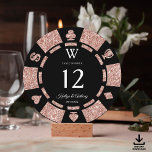 Rose Gold Monogram Poker Chip Casino Wedding Invitation<br><div class="desc">Celebrate in style with these trendy casino themed wedding table numbers. The design is easy to personalize with a your monogram initial, table number and your names & wedding date and your family and friends will be thrilled when they see these fabulous wedding table numbers at the wedding reception. More...</div>