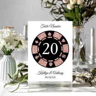 Rose Gold Monogram Poker Chip Casino Wedding Invitation