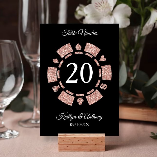 Rose Gold Monogram Poker Chip Casino Wedding Invitation (Creator Uploaded)