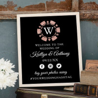 Rose Gold Monogram Poker Chip Casino Wedding