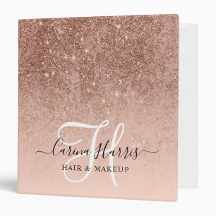 Rose Gold Monogram Salon Appointment Book 3 Ring Binder