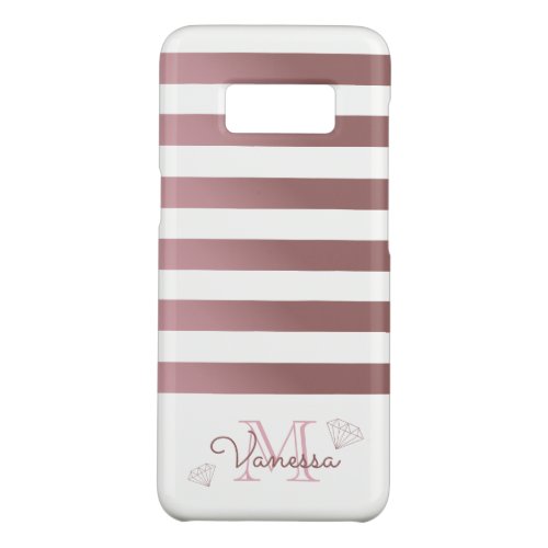 Rose Gold Monogram Stripes with Geometric Diamonds Case_Mate Samsung Galaxy S8 Case