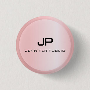 Rose Gold Monogram Template Elegant Modern Button