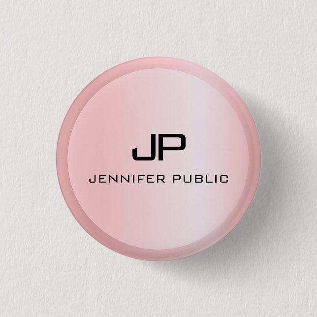 Rose Gold Monogram Template Elegant Modern Button (Front)
