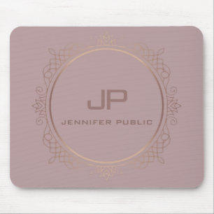 Rose Gold Monogram Template Elegant Modern Mouse Pad