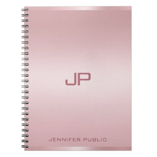 Rose Gold Monogram Template Personalized Classic Notebook