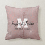 Rose Gold Monogram Wedding Keepsake Throw Pillow<br><div class="desc">Rose Gold Monogram Wedding Gift. This makes a perfect wedding gift as well as anniversary gift for couples. The text,  font and color can be further customized by clicking on the "click to customize further" button.</div>