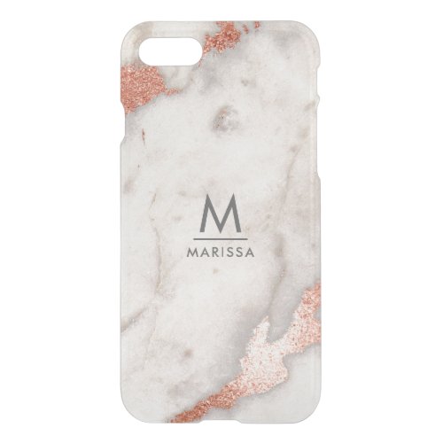 Rose Gold Monogram White Marble Modern Stylish iPhone SE87 Case