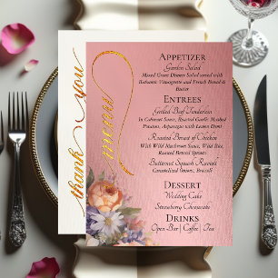 Rose Gold - Monogram, Wildflowers & Thank You  Menu