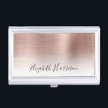 Rose Gold Monogrammed Business Card Case<br><div class="desc">Elegant monogrammed business card case with an ombre brushed rose gold background. Personalize with your name in a contemporary script.</div>