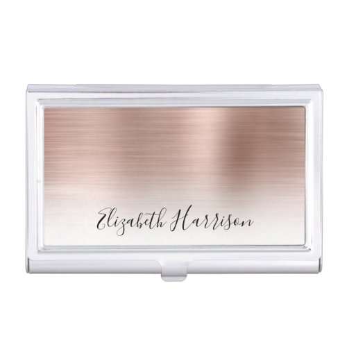 Rose Gold Monogrammed Business Card Case