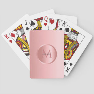 Rose Gold Monogrammed Elegant Template Poker Cards