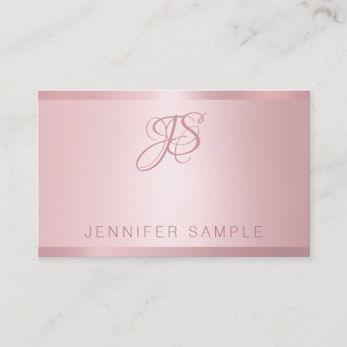 Rose Gold Monogrammed Modern Simple Template Business Card