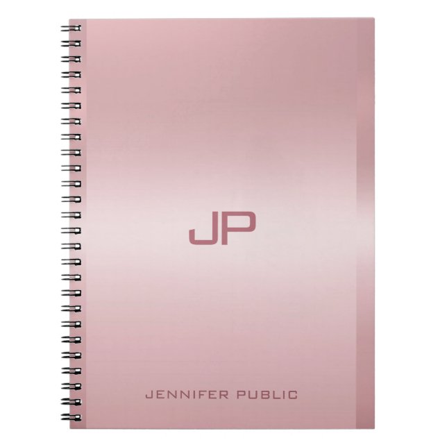 Rose Gold Monogrammed Template Personalized Notebook (Front)