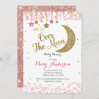 Rose Gold Moon Baby Shower Invitation for girl