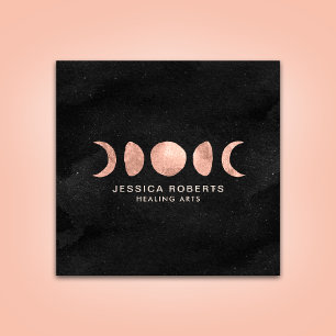Rose Gold Moon Phases Spiritual Zen Square Business Card