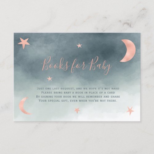 Rose gold moon stars bring a book baby shower enclosure card