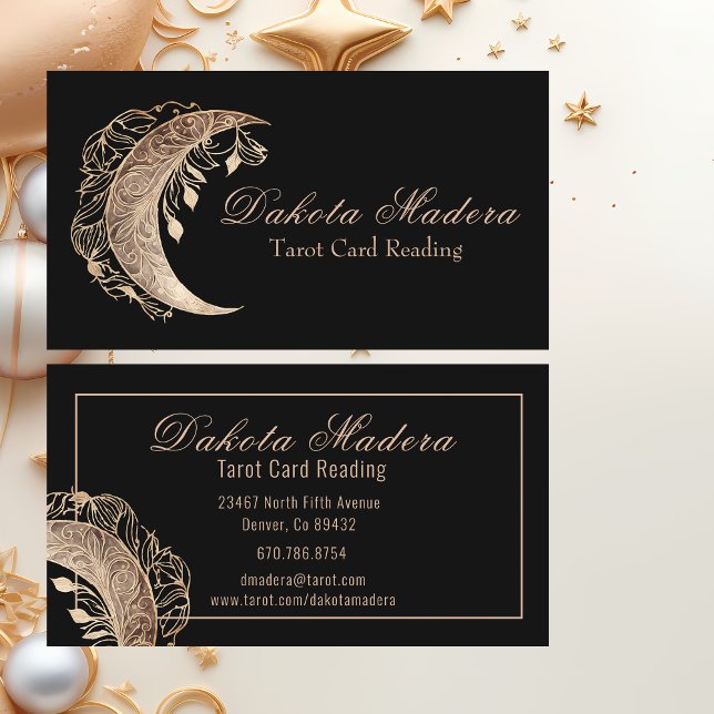 Rose Gold Moon Tarot Card Reading Business Card (Creator Uploaded)