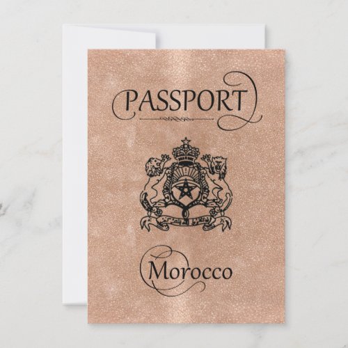 Rose Gold Morocco Passport Save the Date Card