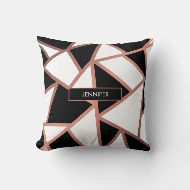 Rose Gold Mosaic Throw Pillow (Front)