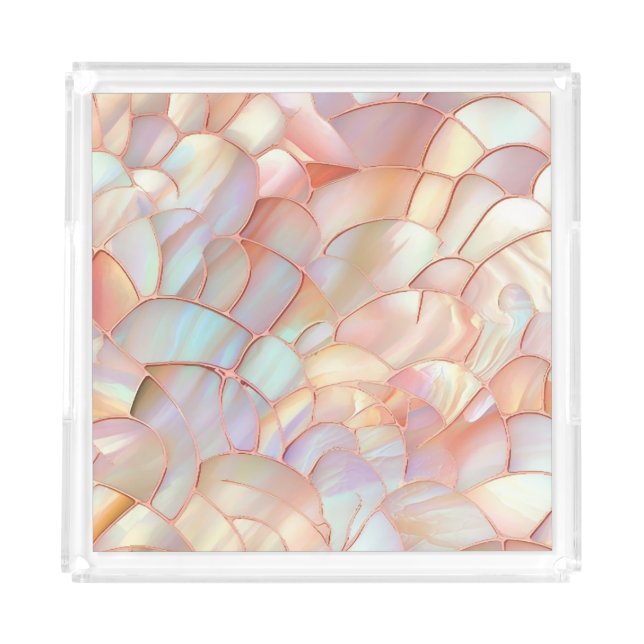 Rose gold mother of pearl  acrylic tray (Front)