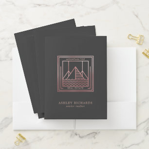 Rose Gold Mountain Logo Personalized Pocket Folder
