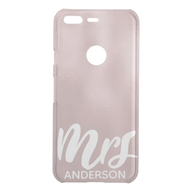 Rose Gold Mrs Surname Glass texture design Uncommon Google Pixel Case (Back)