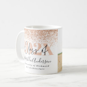 Rose gold multi photo graduation glitter photo coffee mug