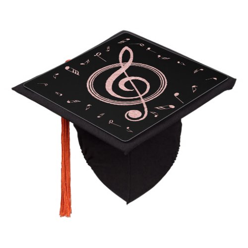 Rose Gold Music Major Notes Graduation Cap Topper