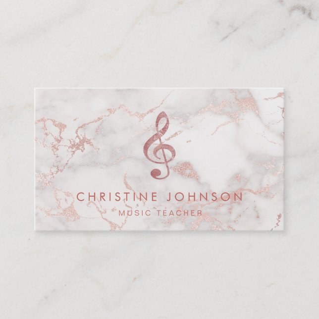 rose gold music treble clef business card (Front)