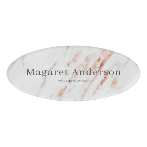 Rose Gold n Gray Marble Female Employee Staff Name Name Tag