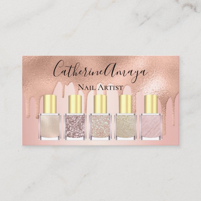 Rose Gold Nail Polish Business Card (Front)