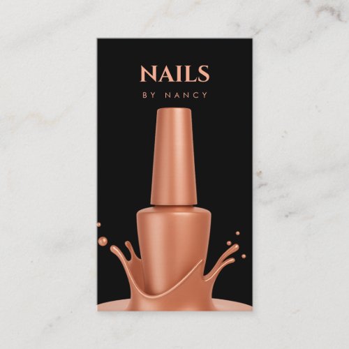 Rose Gold Nail Polish Splash QR Code Nail Artist Business Card