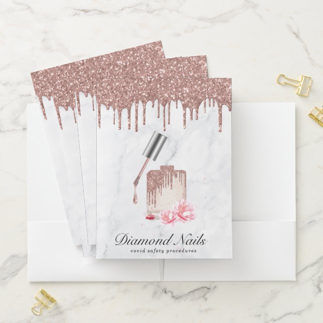 Rose Gold Nail Salon Covid Safety Procedures Pocket Folder (In Situ)