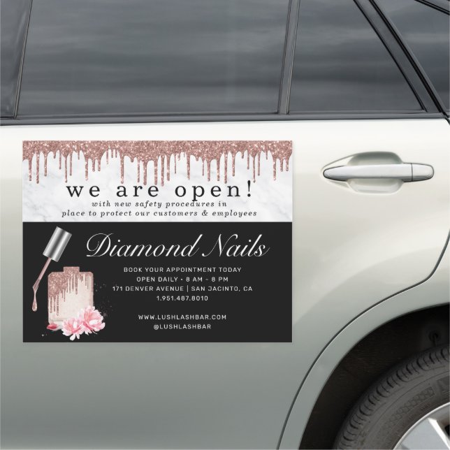 Rose Gold Nail Salon Grand Reopening Car Magnet (In Situ)