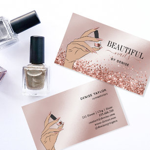 rose gold nail salon woman hand nails technician b business card